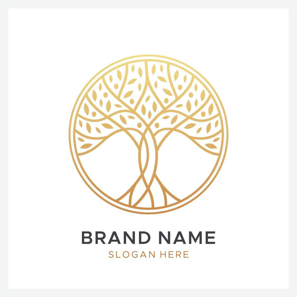 gouden boom logo ontwerp sjabloon vector