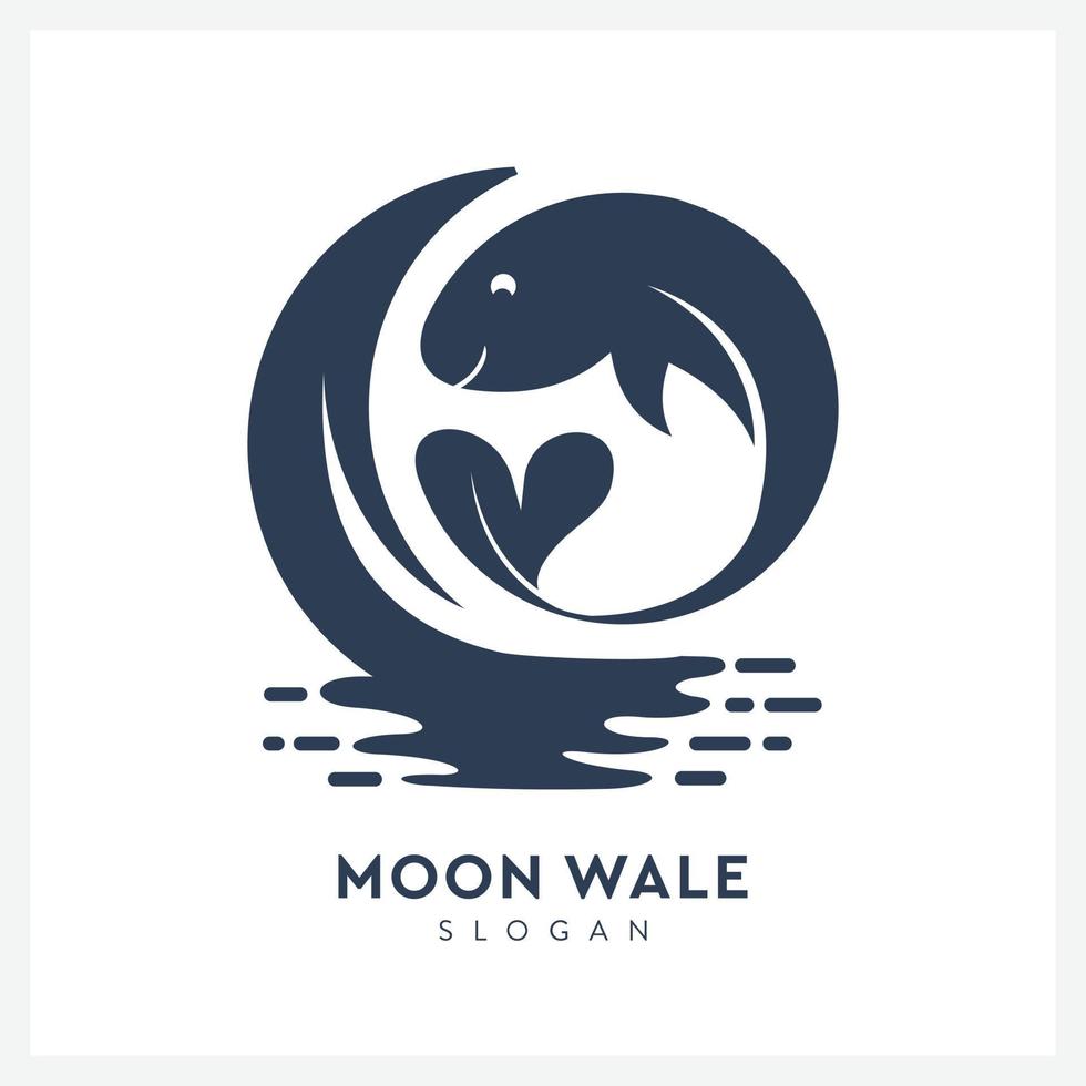 creatief walvis logo met maan vector