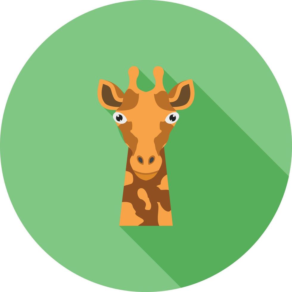 giraffe gezicht vlak lang schaduw icoon vector