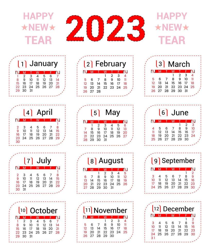 kalender 2023 uniek en professioneel ontwerp sjabloon vector