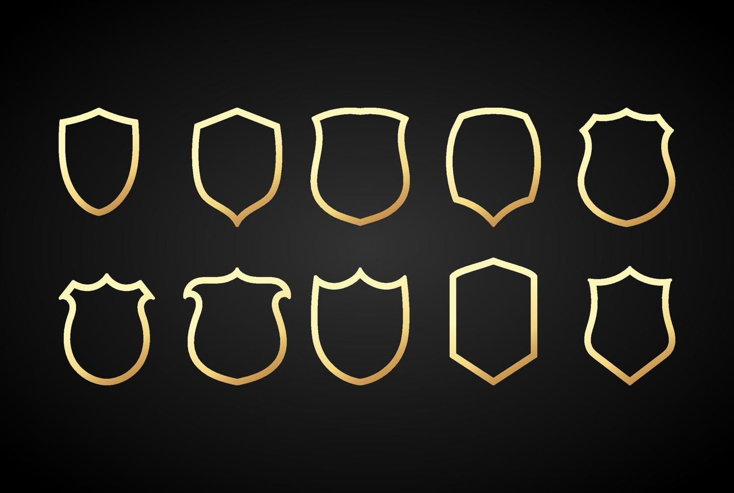 reeks van gouden elegant luxe schild teken symbool voor insigne embleem kam logo ontwerp vector