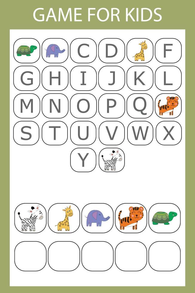 alfabetische logica voor kleuters. verzamel het woord door het raadsel op te lossen vector
