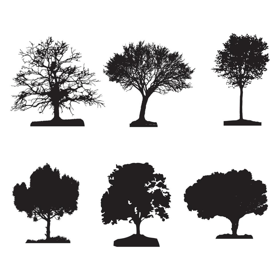 boom silhouetten - groen eik, esdoorn, acer-platinoïden, linde, as, populier. reeks van verschillend bomen. vector