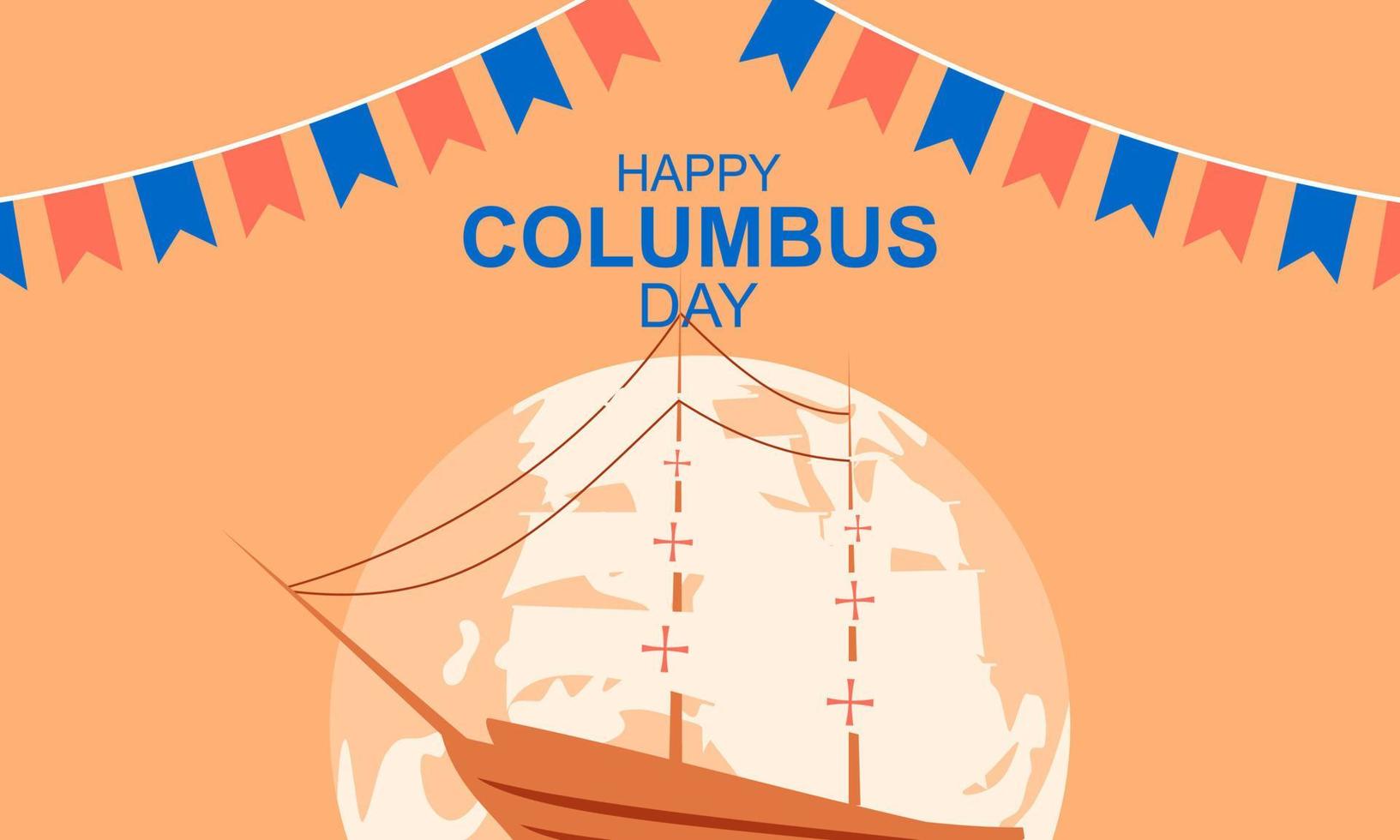 hand- getrokken vlak Columbus dag achtergrond vector