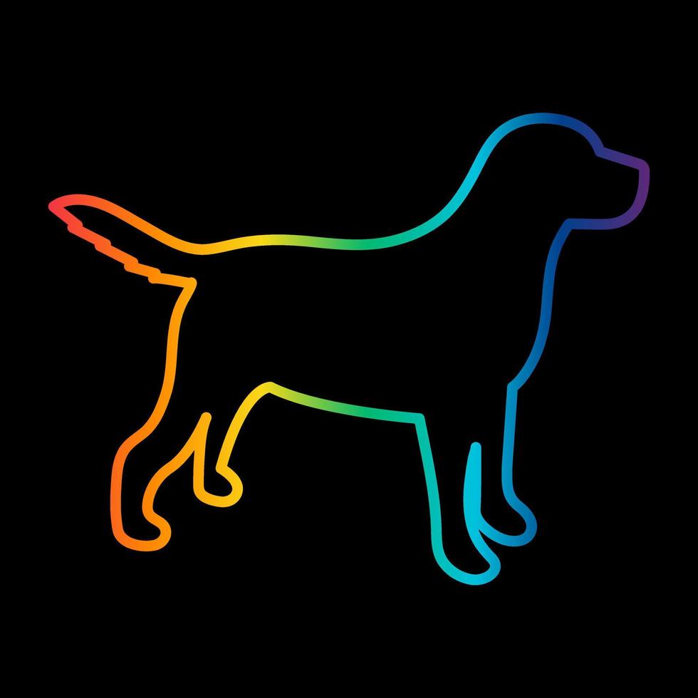 regenboog silhouet van een hond Aan een zwart achtergrond. vector illustratie.