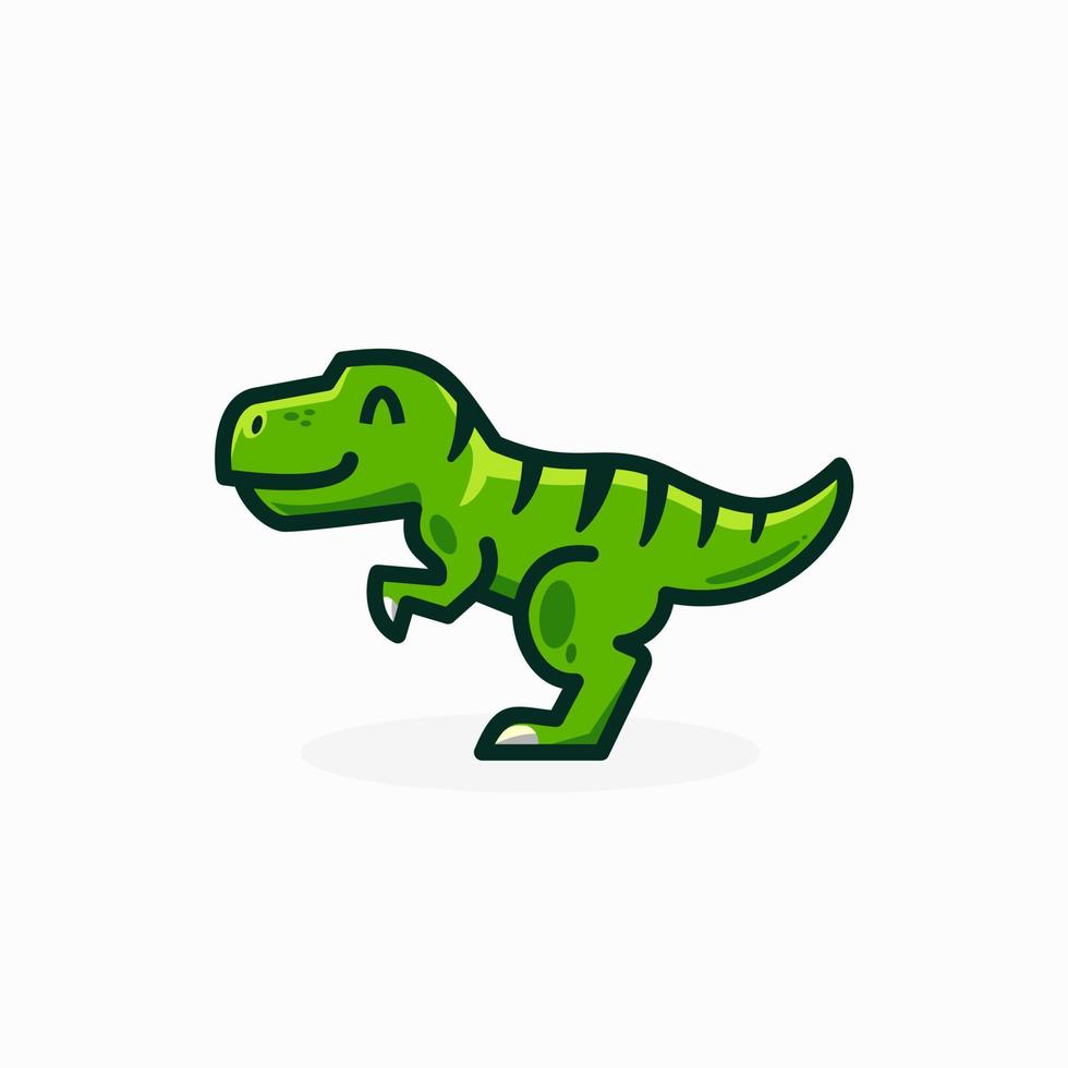 t-rex logo icoon, glimlach tyrannosaurus, vector illustratie van schattig tekenfilm dino karakter voor kinderen en vodje boek