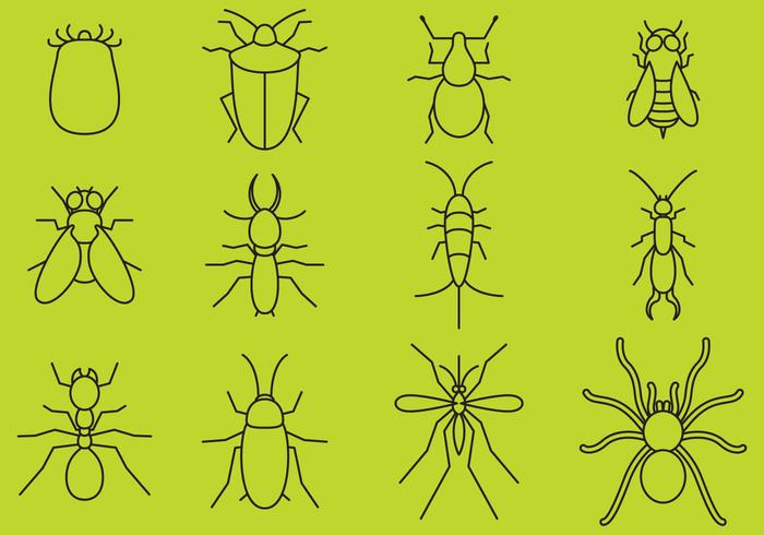 Bugs lijn iconen vector