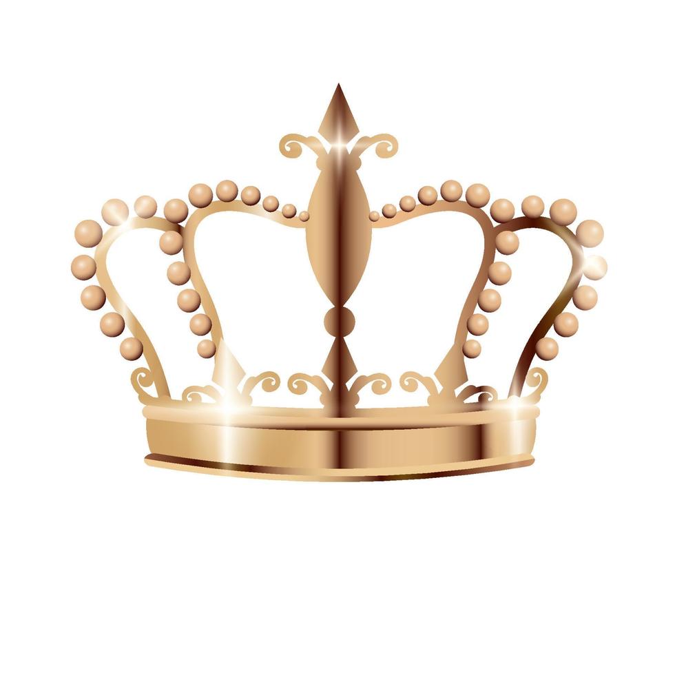 goud kroon geïsoleerd Aan wit achtergronden. realistisch wijnoogst Koninklijk kroon voor koning of koningin. royalty symbool. vector illustratie voor vip kaart, luxe ontwerp