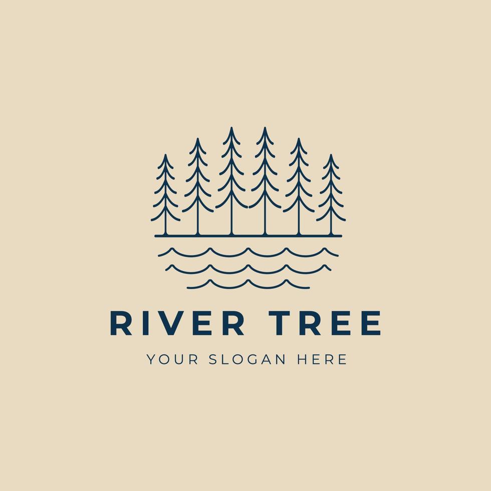 rivier- boom lijn kunst logo, icoon en symbool, vector illustratie ontwerp