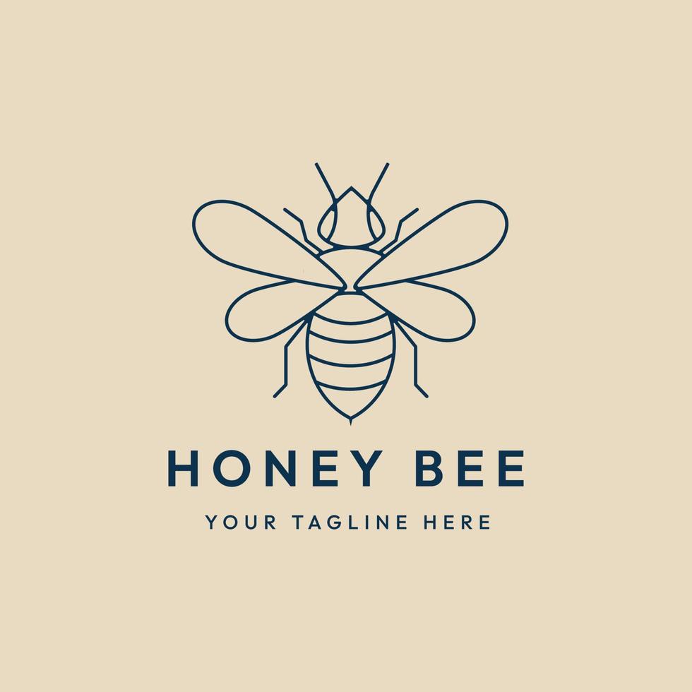 honing bij lijn kunst logo, icoon en symbool, vector illustratie ontwerp