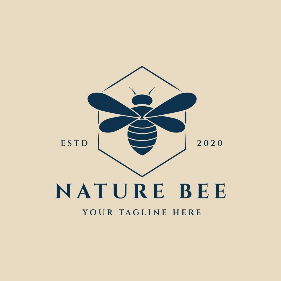 honing bij wijnoogst logo, icoon en symbool, vector illustratie ontwerp