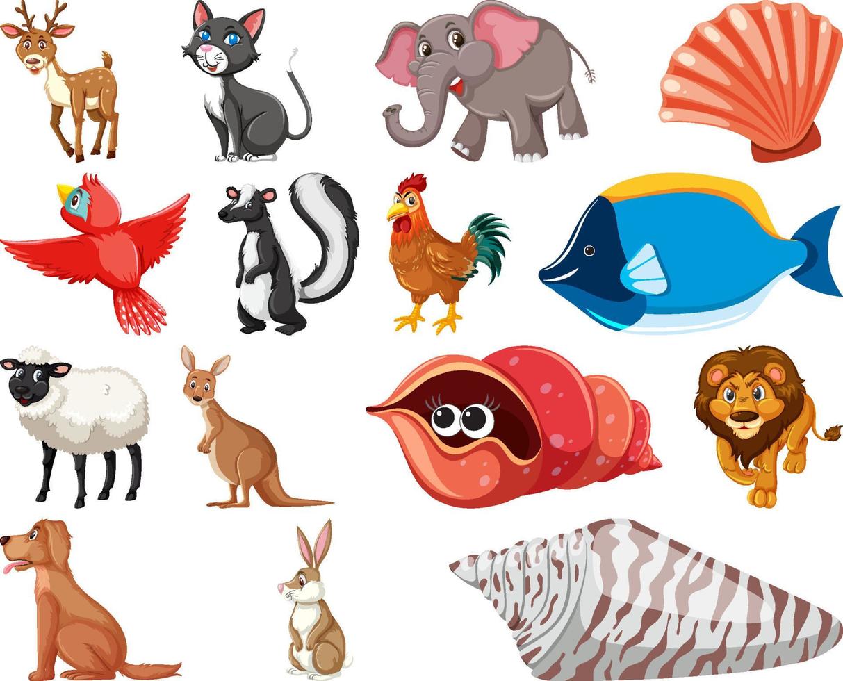 set van verschillende dieren cartoon vector