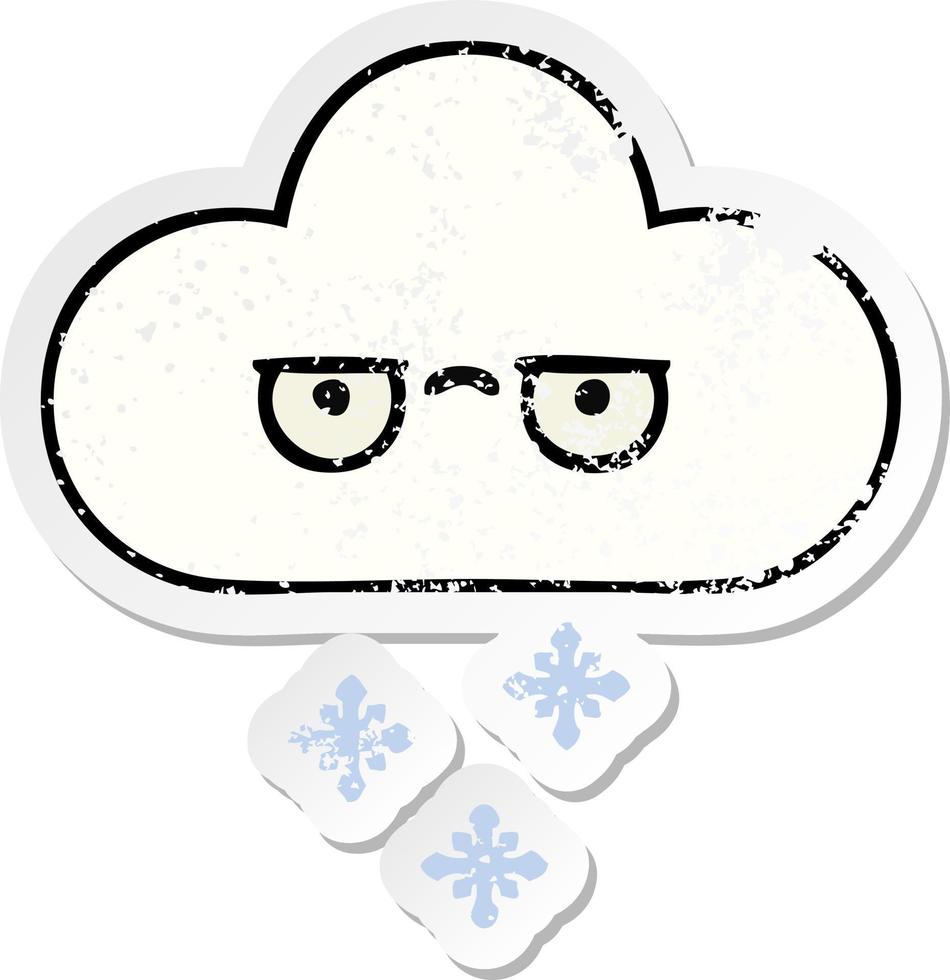 noodlijdende sticker van een schattige cartoon sneeuwwolk vector