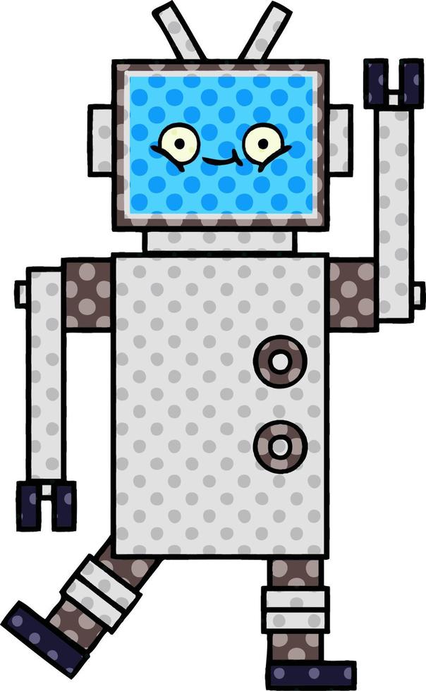 cartoon robot in stripboekstijl vector