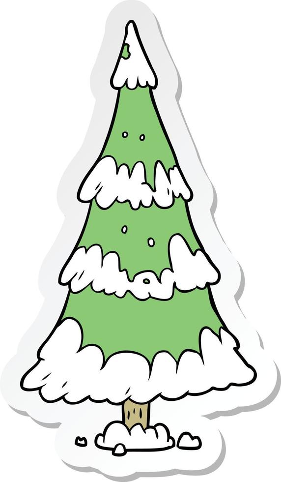 sticker van een cartoon-kerstboom vector