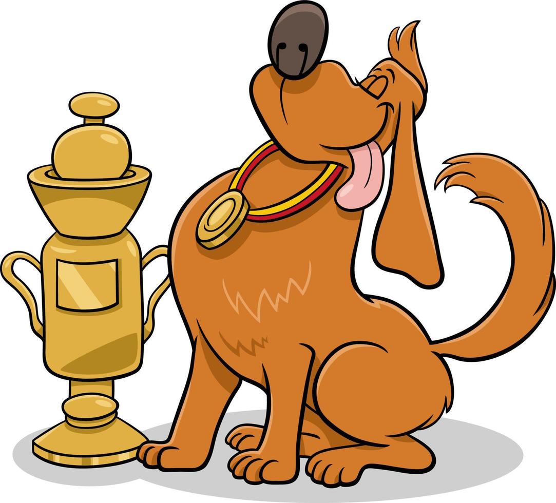 tekenfilm hond met een kop en een medaille van de hond tonen vector