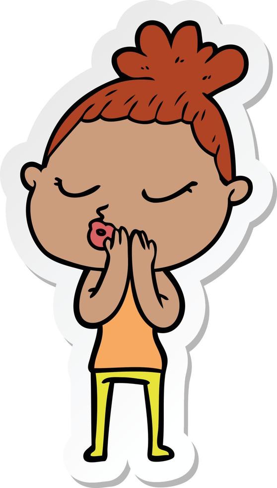 sticker van een cartoon kalme vrouw vector