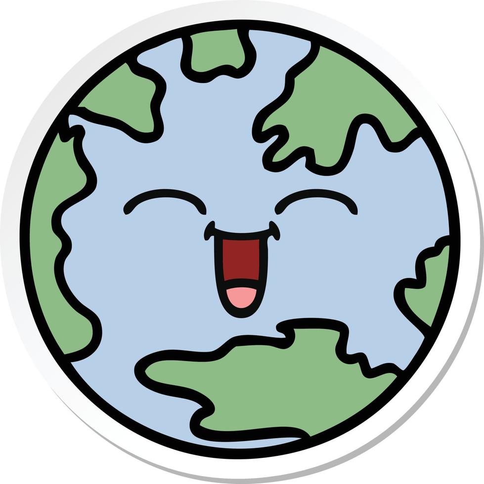 sticker van een schattige cartoon planeet aarde vector