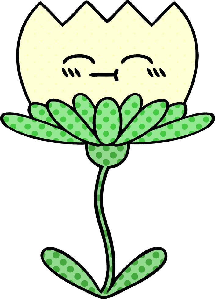 cartoon bloem in stripboekstijl vector