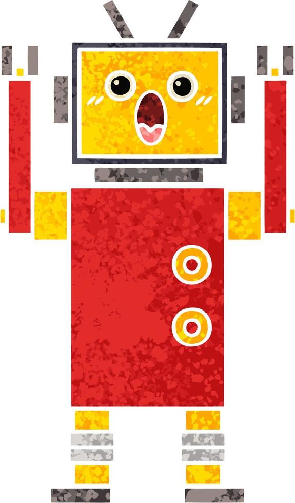 retro illustratie stijl cartoon robot vector