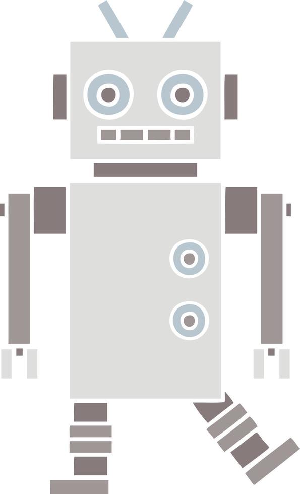 egale kleur retro cartoon dansende robot vector