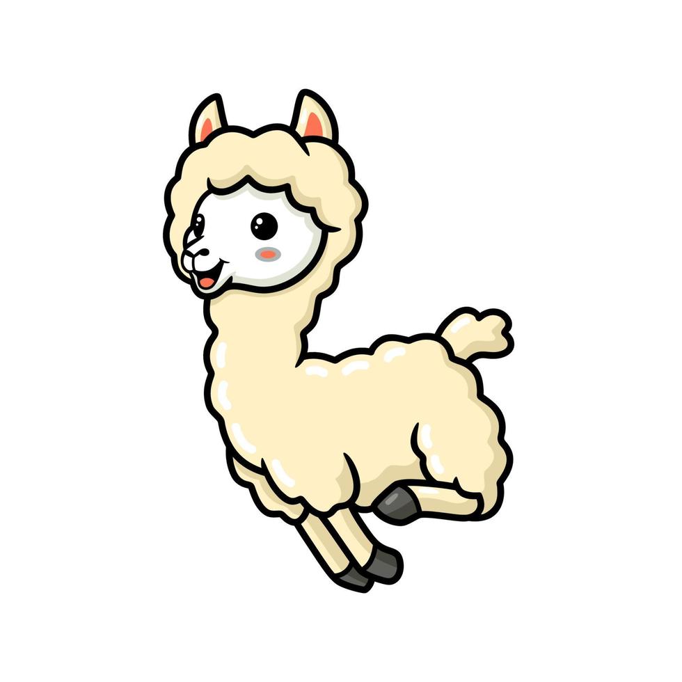 schattig weinig alpaca tekenfilm rennen vector