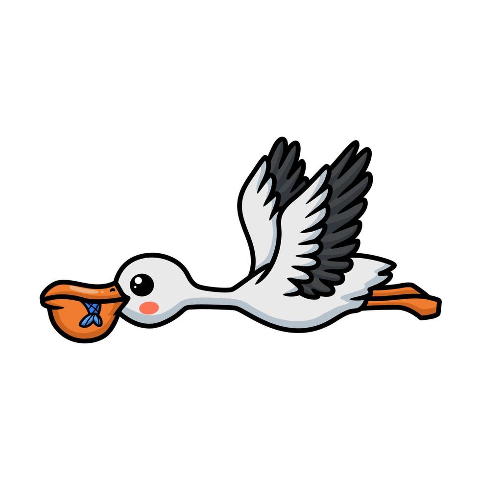 schattig pelikaan vogel tekenfilm vliegend vector