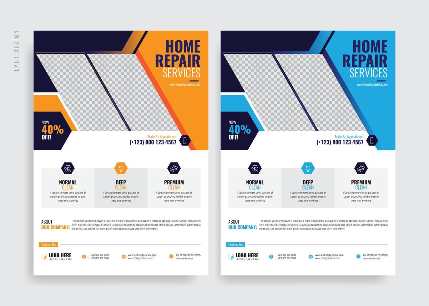 reparatie onderhoud folder ontwerp. huis reparatie en bouw bedrijf a4 folder, poster, rapport, brochure, omslag. vector