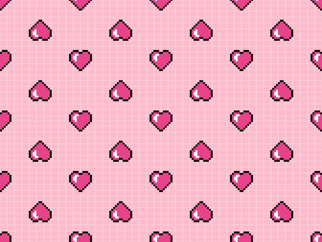 hart tekenfilm karakter naadloos patroon Aan roze achtergrond. pixel stijl vector