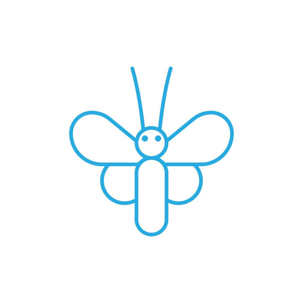eps10 blauw vector vlinder lijn kunst icoon geïsoleerd Aan wit achtergrond. honing bij schets symbool in een gemakkelijk vlak modieus modern stijl voor uw website ontwerp, logo, pictogram, en mobiel toepassing