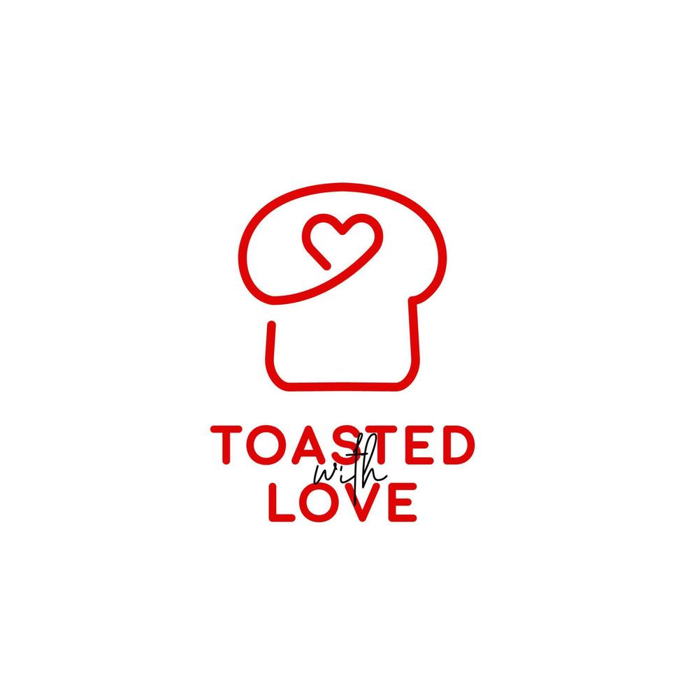 geroosterd geroosterd brood brood van brood bakkerij logo icoon symbool in monoline met hart liefde icoon vector