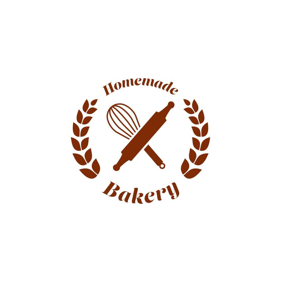 eigengemaakt bakkerij brood winkel op te slaan logo insigne symbool met rollend pin en vliegenmepper icoon element vector