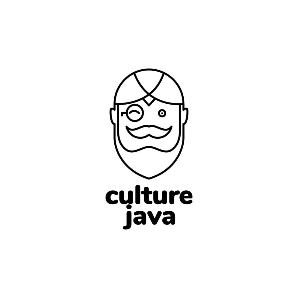 schattig oud Mens Java cultuur logo ontwerp vector