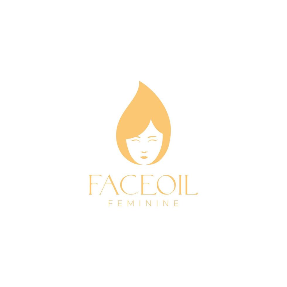 laten vallen olie met gezicht vrouw logo ontwerp vector