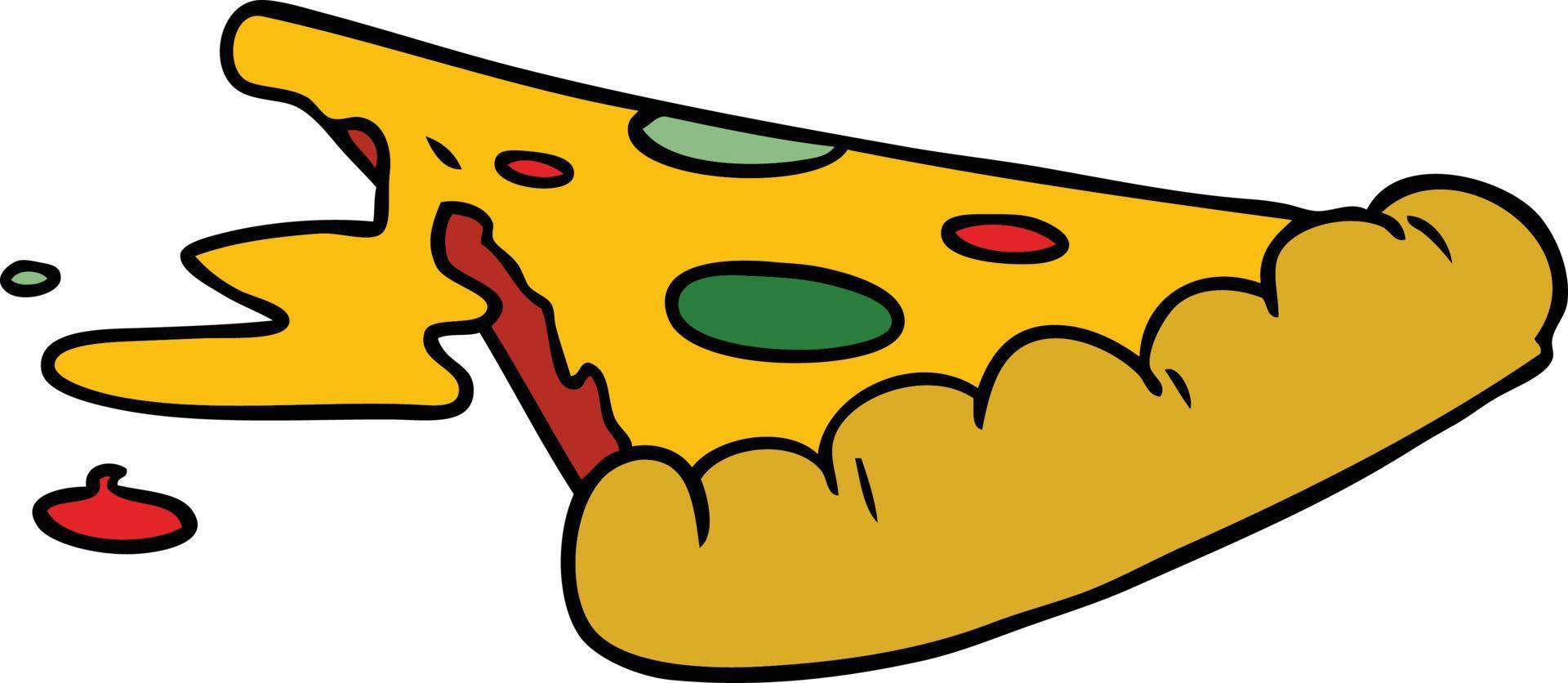 cartoon doodle van een stuk pizza vector