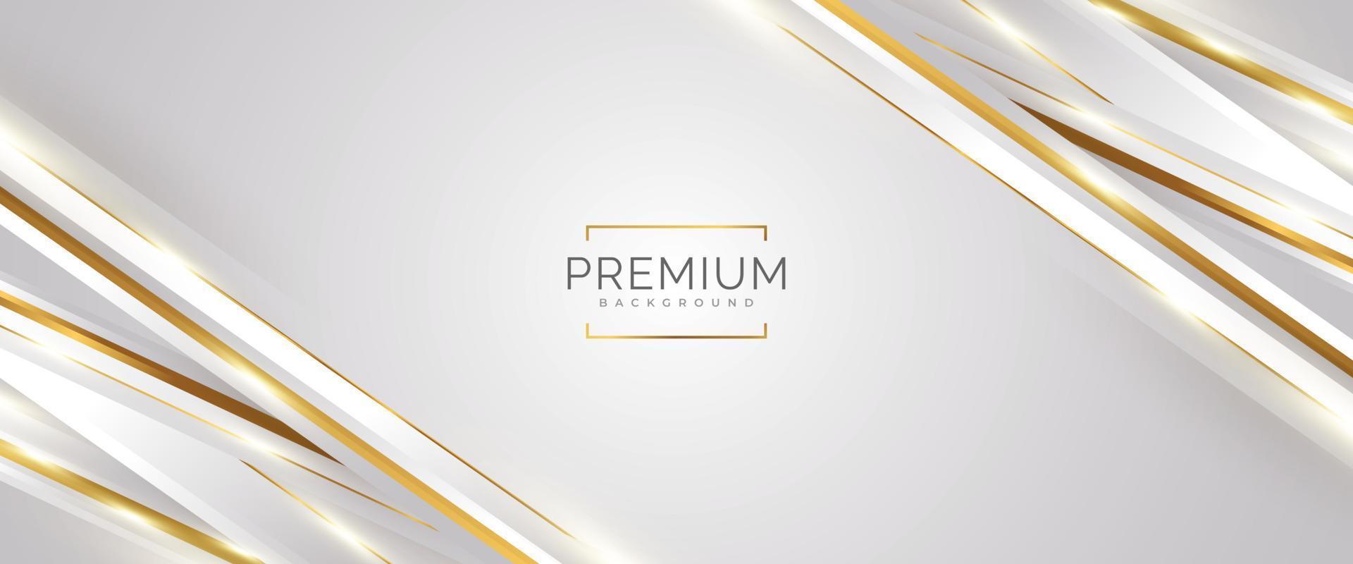 luxe witte en gouden achtergrond met gouden lijnen en papier gesneden stijl. premium grijze en gouden achtergrond voor prijs, nominatie, ceremonie, formele uitnodiging of certificaatontwerp vector