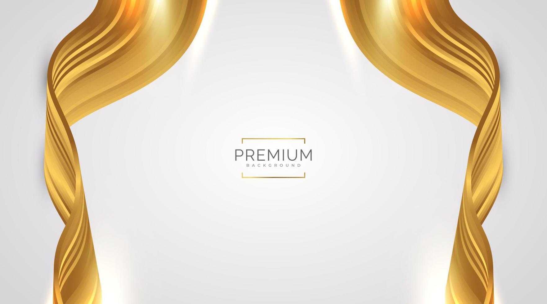 luxe witte en gouden achtergrond met gouden lijnen en papier gesneden stijl. premium grijze en gouden achtergrond voor prijs, nominatie, ceremonie, formele uitnodiging of certificaatontwerp vector