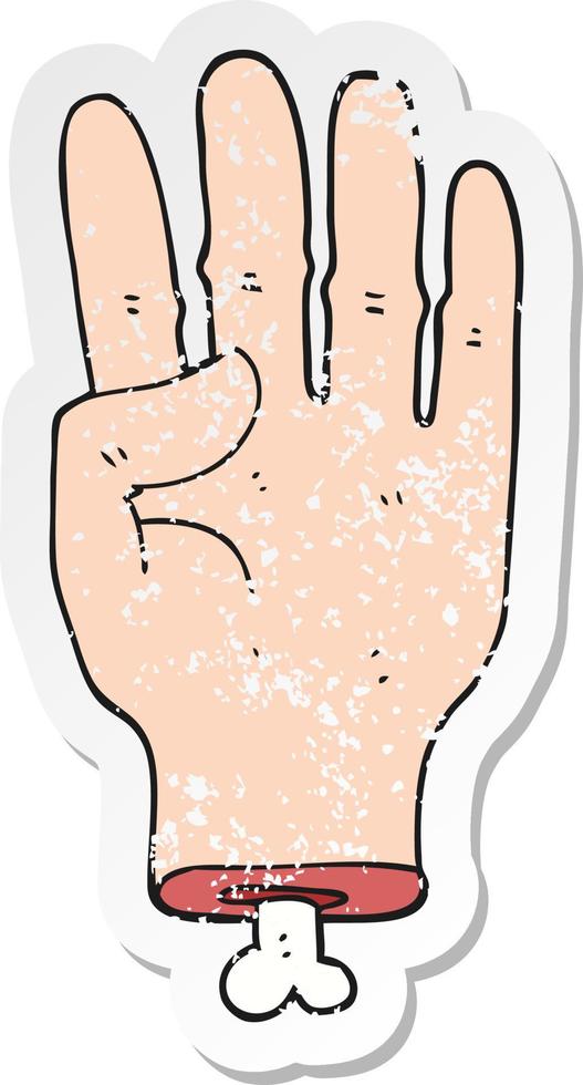 retro noodlijdende sticker van een cartoonhand vector