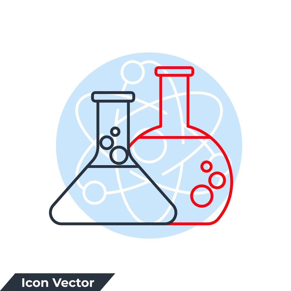 chemie pictogram logo vectorillustratie. reageerbuissymboolsjabloon voor grafische en webdesigncollectie vector