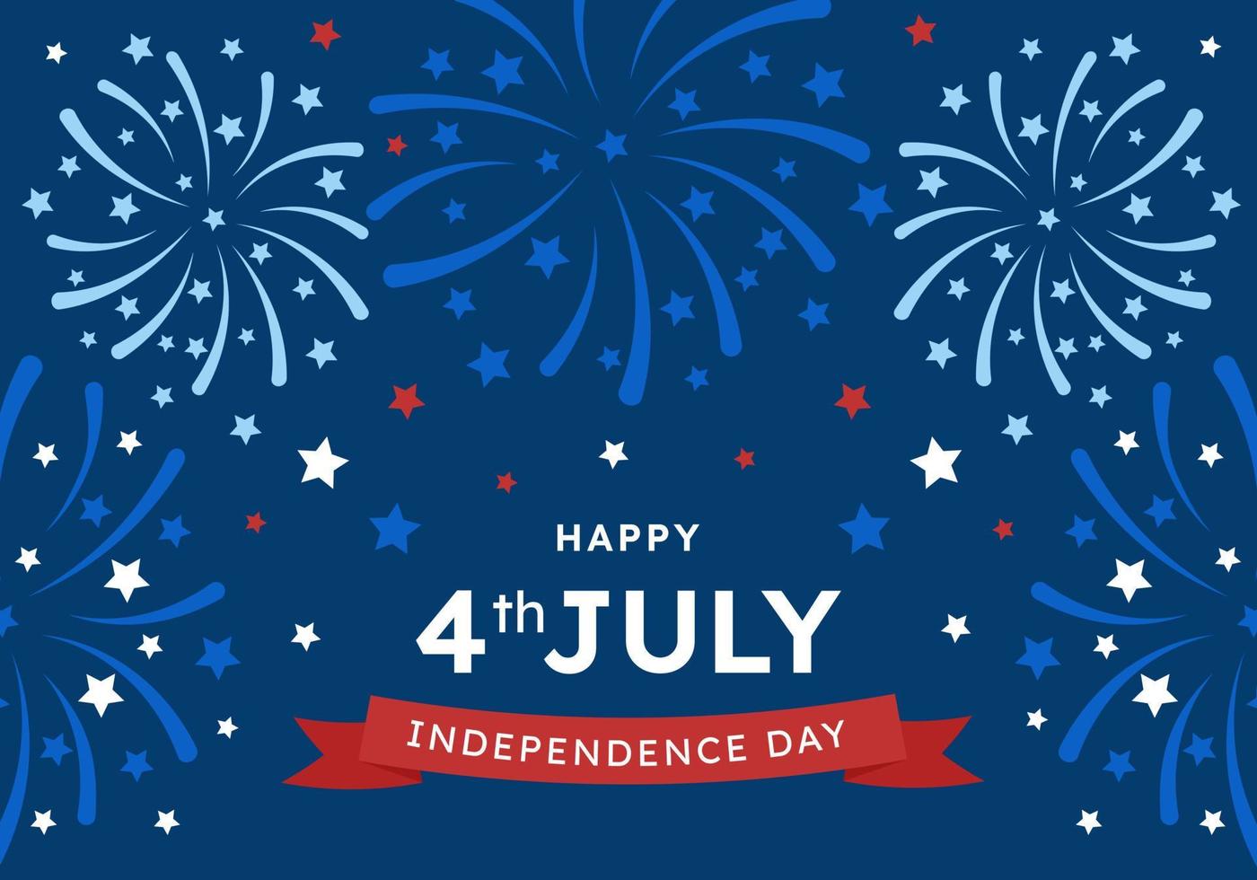 ontwerp Gefeliciteerd Aan de onafhankelijkheid dag van de Verenigde staten van Amerika, gedenkteken dag, versierd met een achtergrond van vuurwerk en sterren, juli 4e. banier voor de internetten, groet kaart. vector