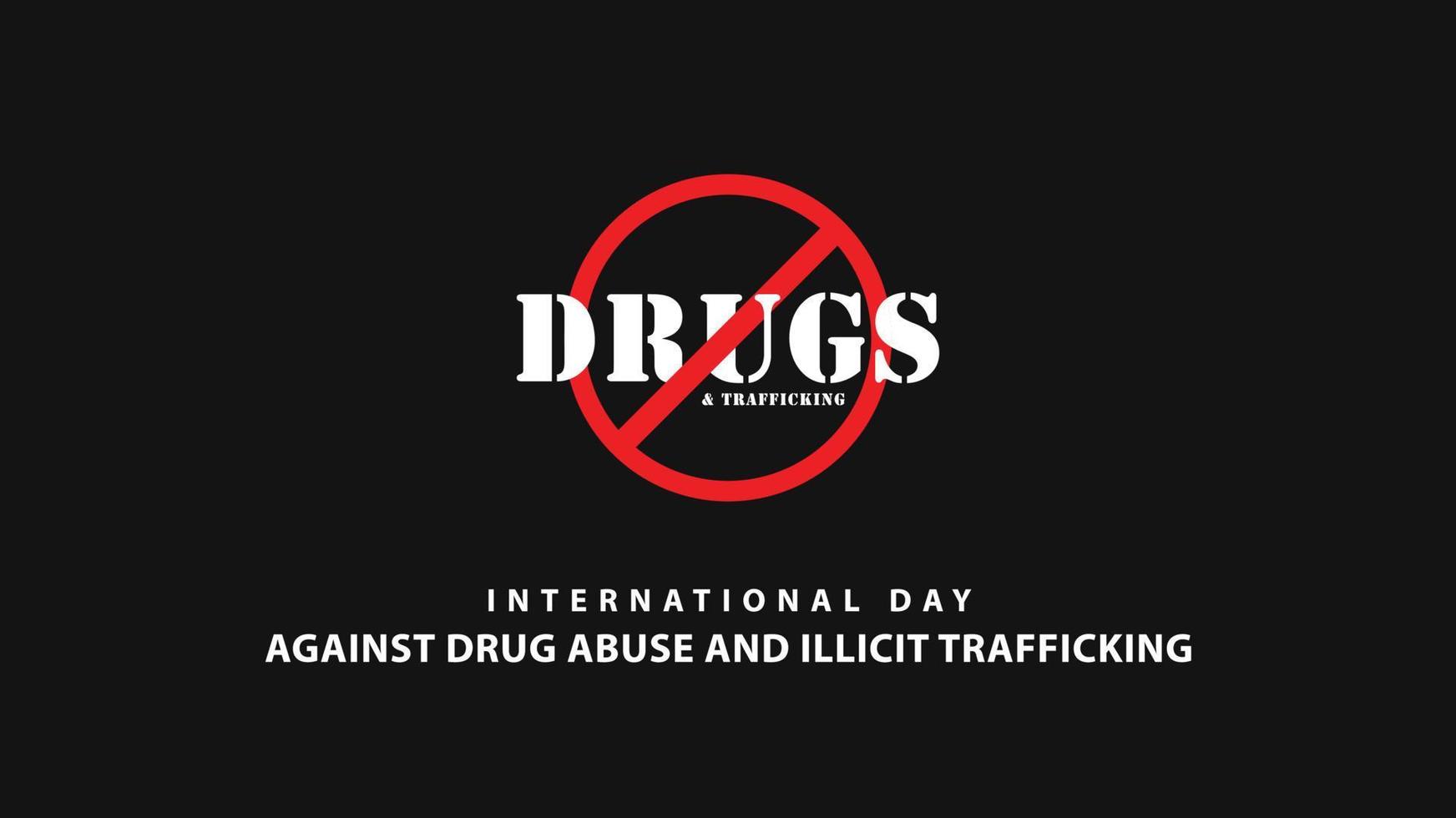 Internationale dag tegen drug misbruik en illegaal mensenhandel. vector illustratie