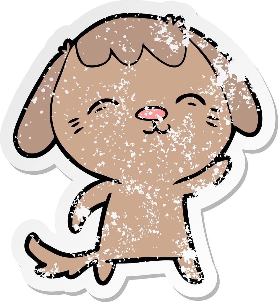 noodlijdende sticker van een happy cartoon hond vector