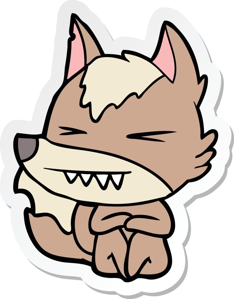 sticker van een cartoon van boze wolven vector