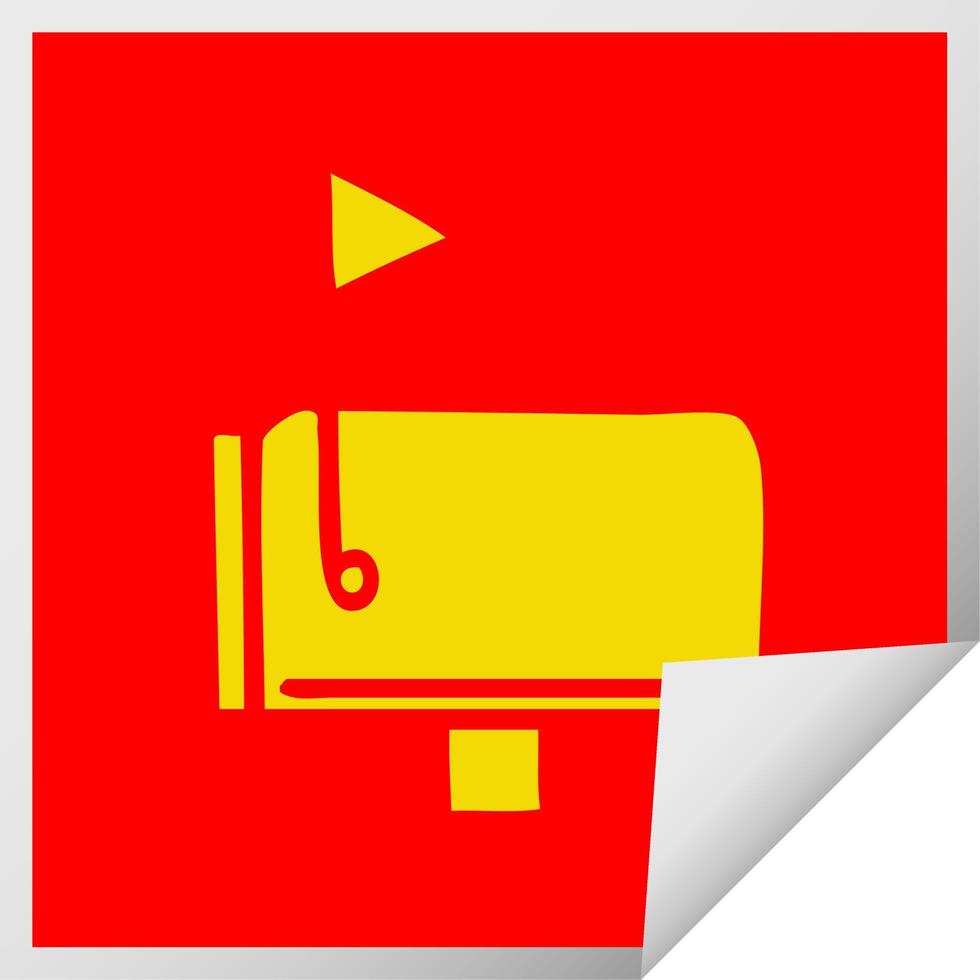vierkante peeling sticker cartoon brievenbus vector