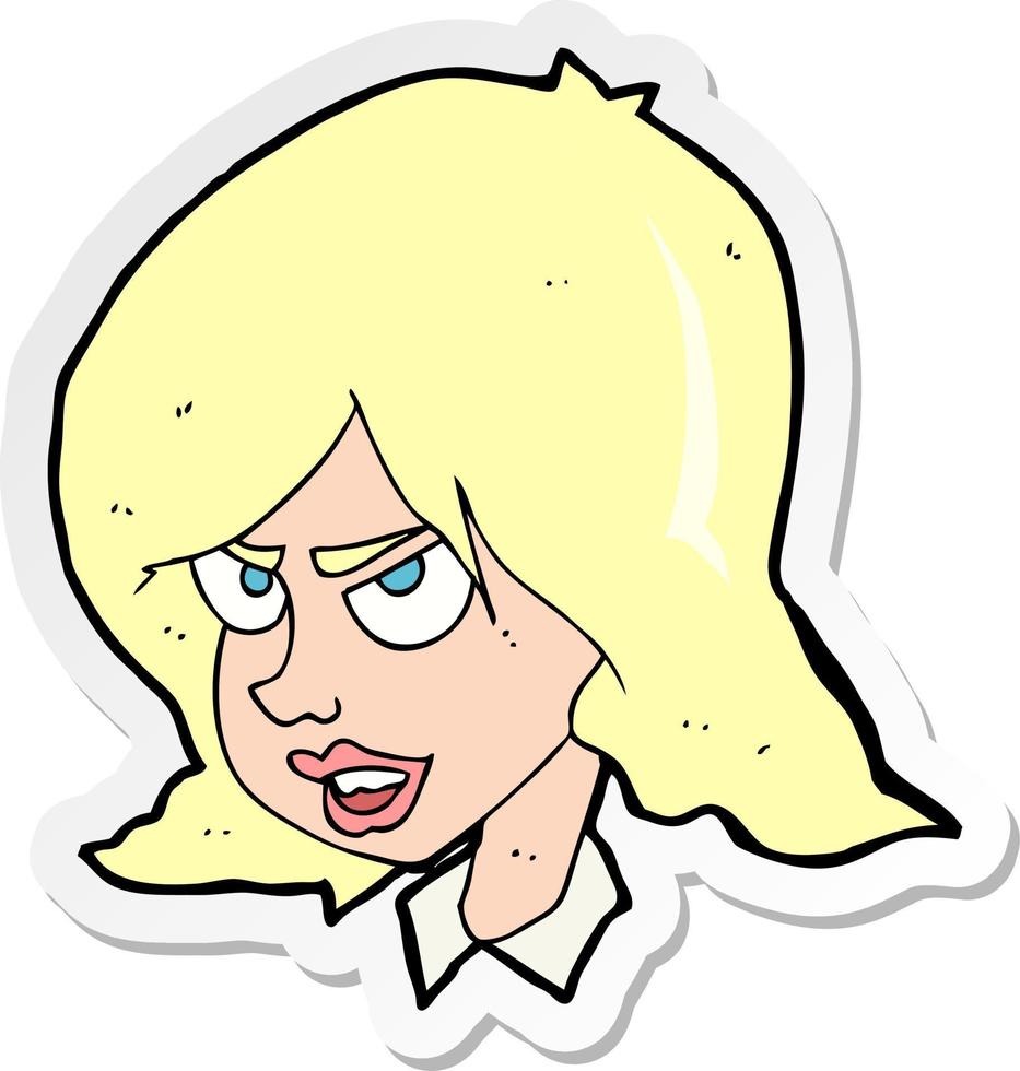 sticker van een cartoon geërgerde vrouw vector