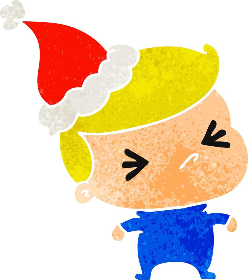 kerst retro cartoon van kawaii jongen vector