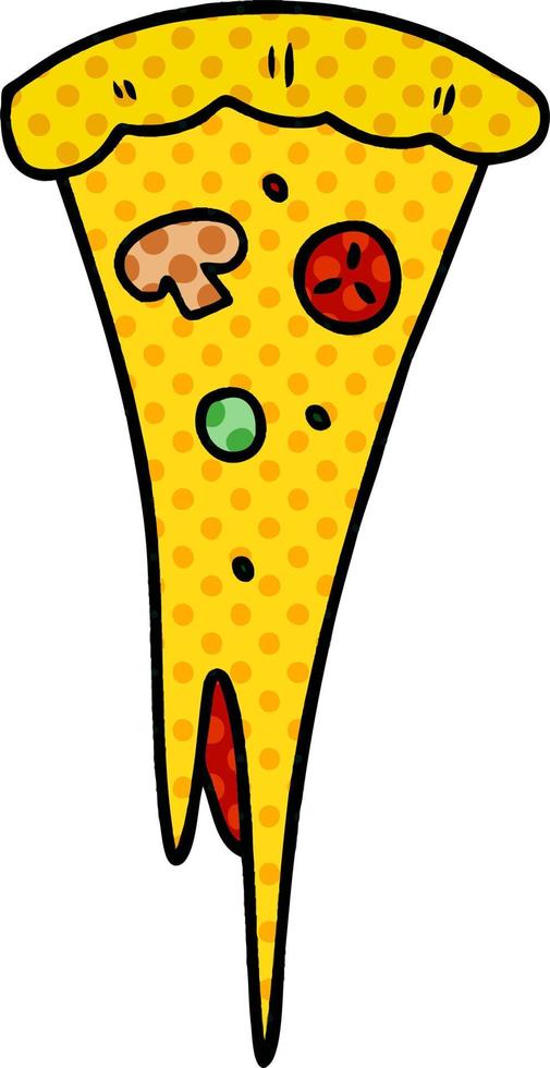 cartoon doodle van een stuk pizza vector