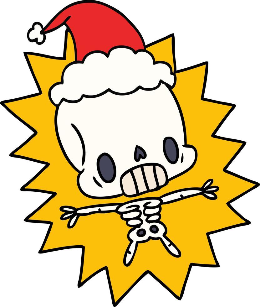 kerst cartoon van kawaii skelet vector