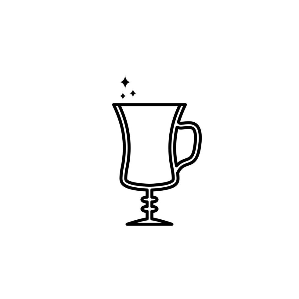 sprankelend Iers koffie glas icoon Aan wit achtergrond. gemakkelijk, lijn, silhouet en schoon stijl. zwart en wit. geschikt voor symbool, teken, icoon of logo vector