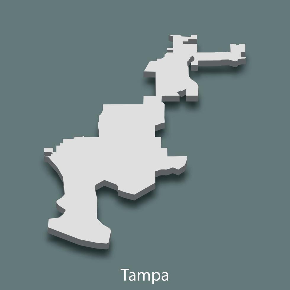 3d isometrische kaart van tampa is een stad van Verenigde staten vector